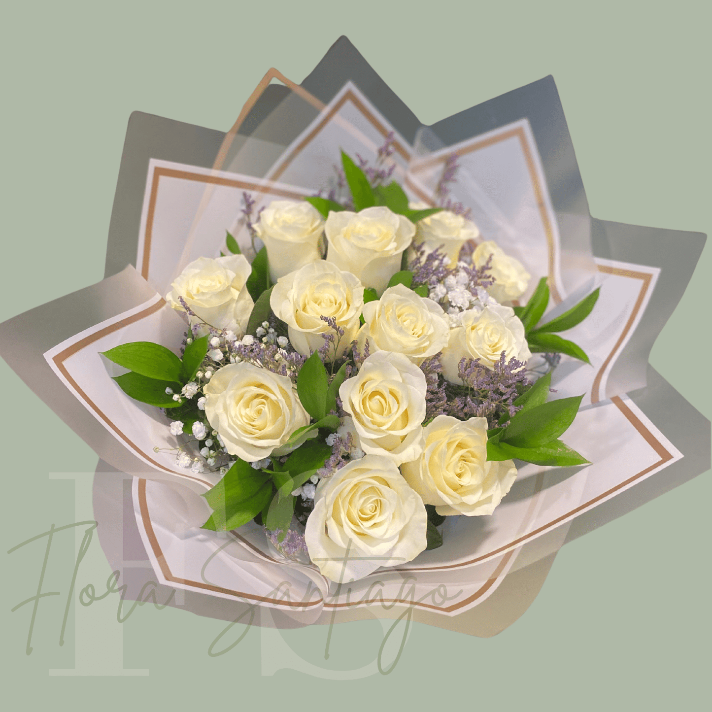 Ramo de 12 rosas blancas