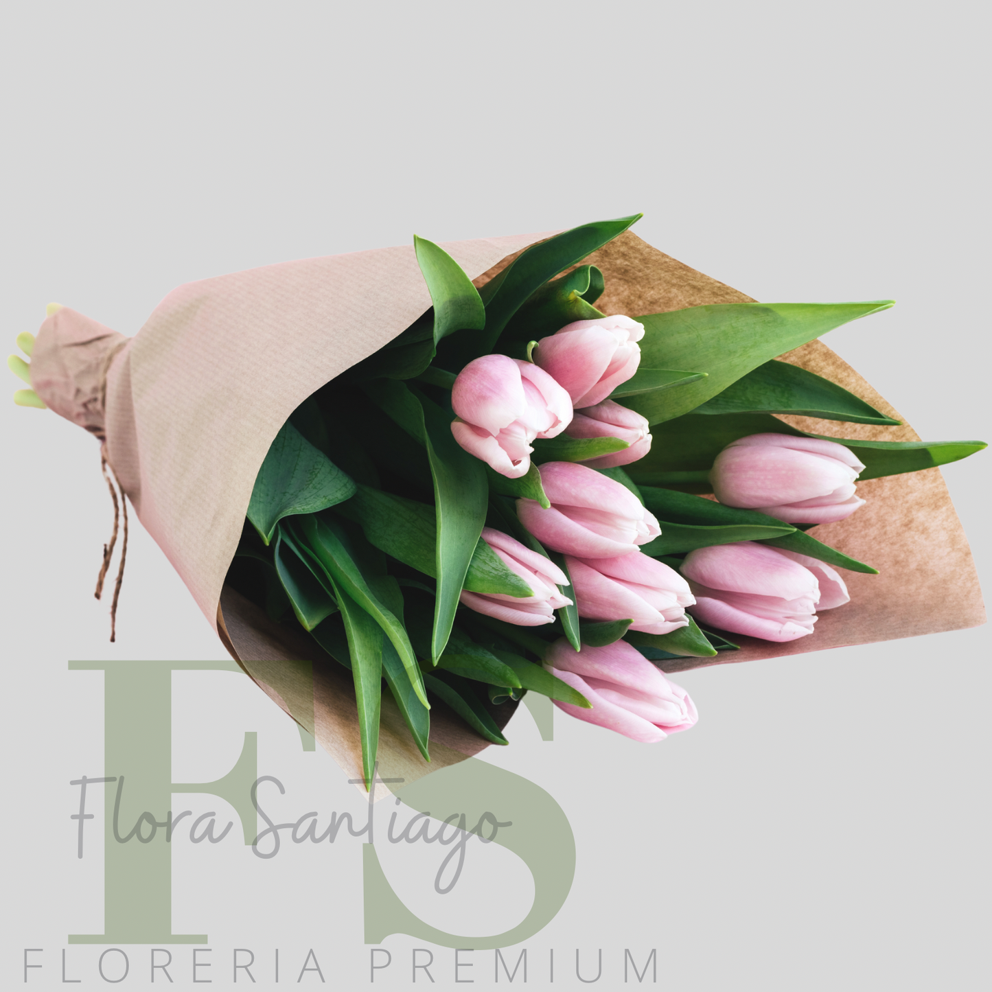 Ramo de Tulipanes envuelto en papel de regalo