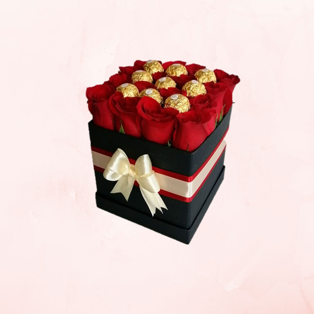 Box de Rosas Rojas y Chocolates Ferrero