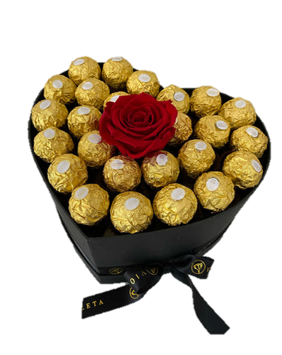 CORAZON DE FERREROS Y ROSA PRESERVADA