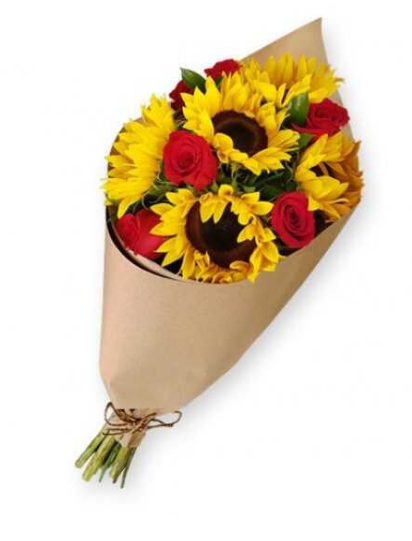 Ramo de 5 Girasoles y 5 Rosas