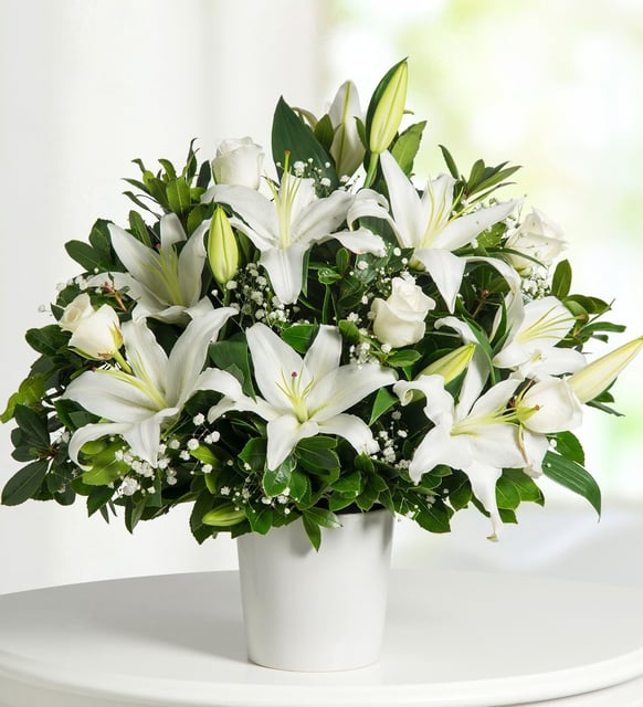 ARRREGLO PARA CEREMONIA DE ROSAS BLANCAS Y LILIUM
