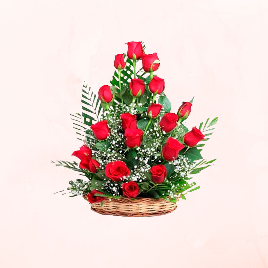 Canasto de 20 Rosas Rojas Importadas