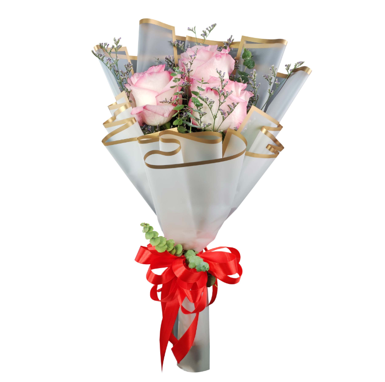 ELGANTE RAMO DE 3 ROSAS ROSADAS