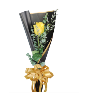 ROSA INDIVIDUAL AMARILLA EN PAPEL NEGRO