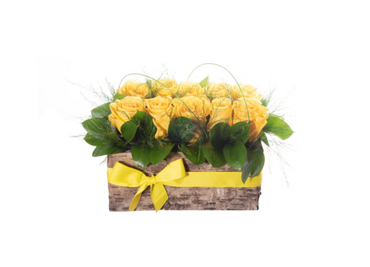 10 ROSAS AMARILLAS RN BASE DE MADERA