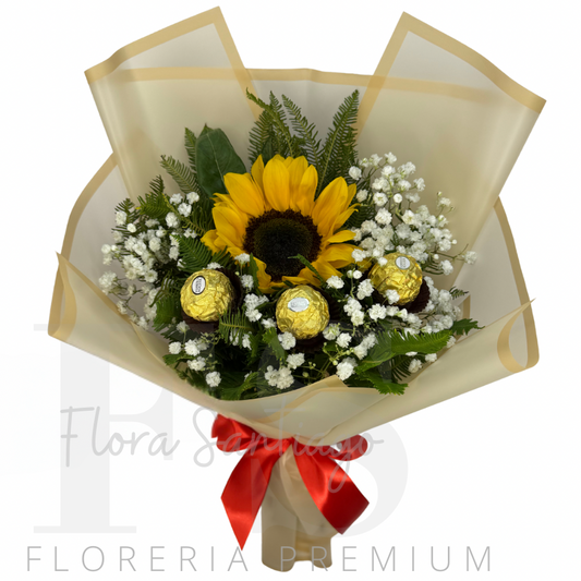 1 girasol y 3 bombones
