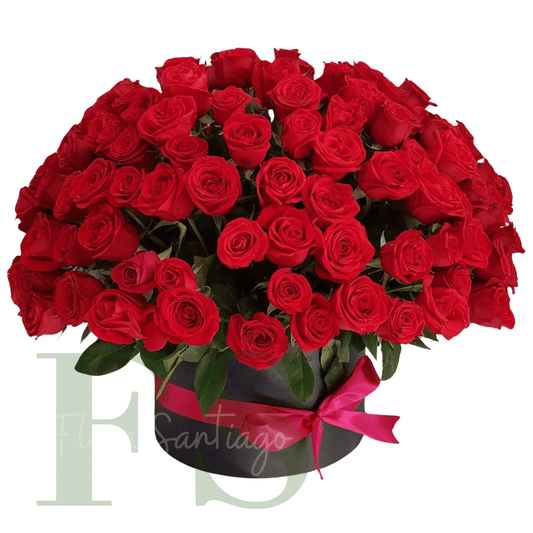 Box con 100 rosas rojas un gran impacto De Amor envía flores a domicilio