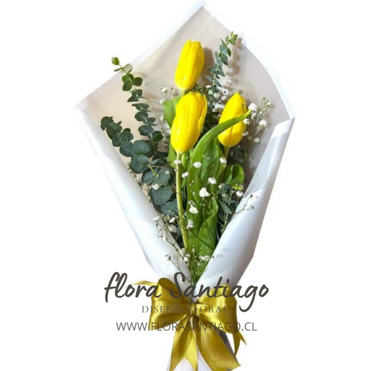 Ramo de 3 tulipanes amarillos