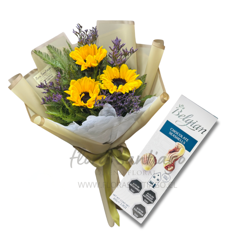 Ramo de 3 girasoles y bombones