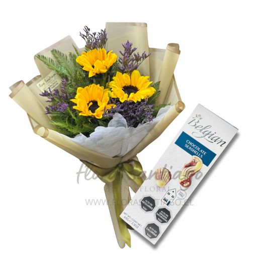 Ramo de 3 girasoles y bombones