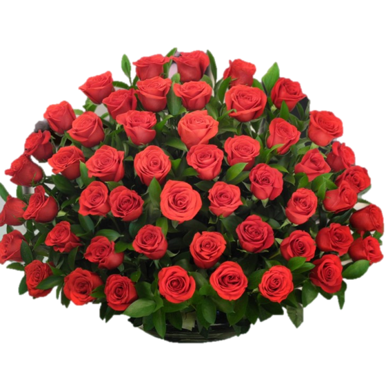 CANASTO DE 90 ROSAS ROJAS