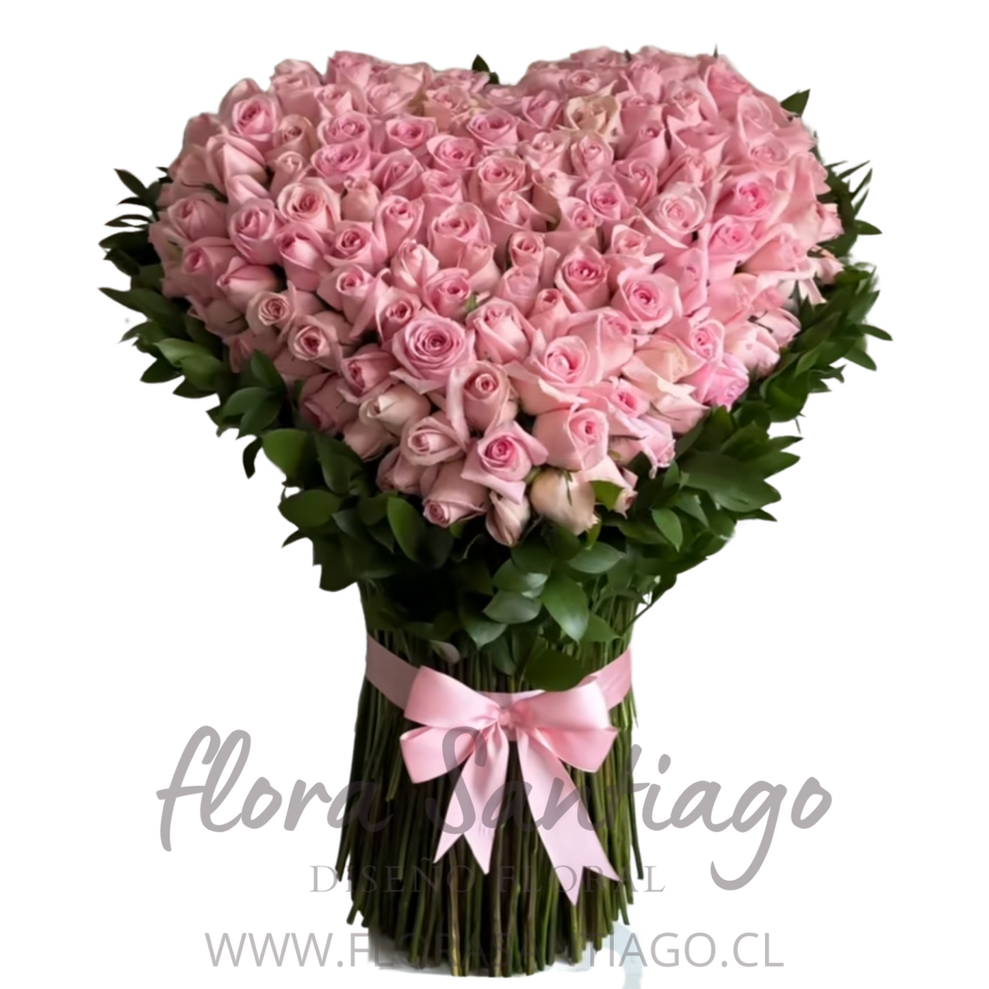 Arreglo corazón con 100 Rosas rosadas