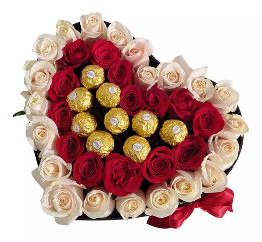 BOX DE 35 ROSAS Y FERREROS
