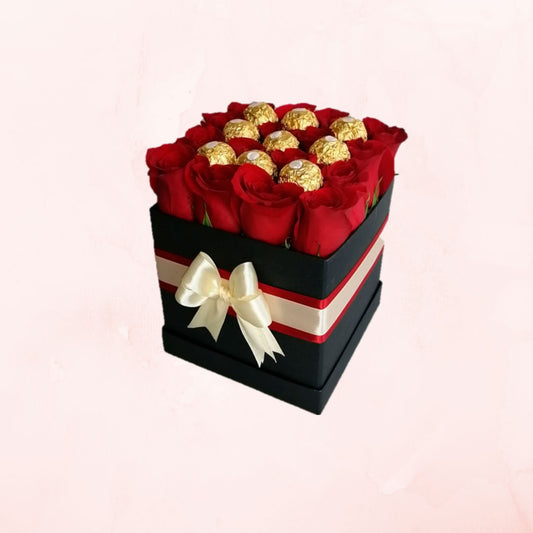 Box de Rosas Rojas y Chocolates Ferrero