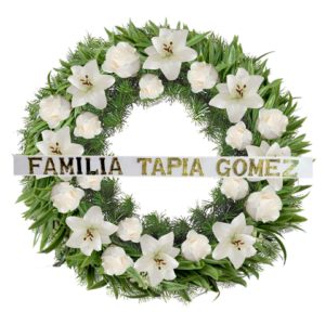 CORONA FUNEBRE DE ROSAS Y LILIUM