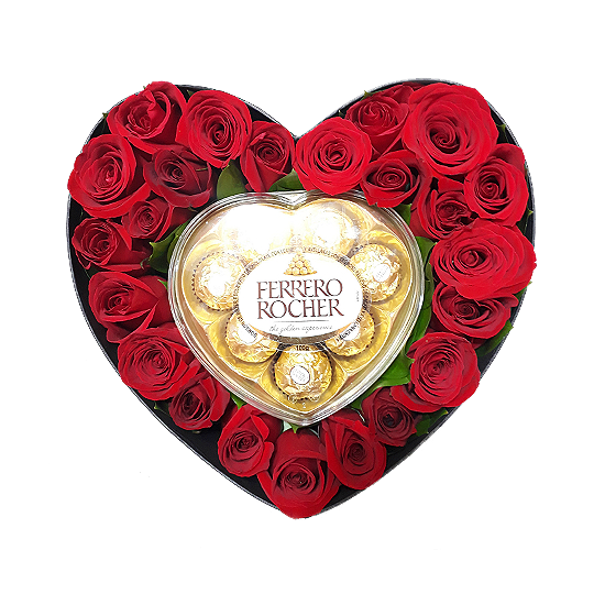 BOX CORAZON CON BOMBONES FERRERO ROCHER