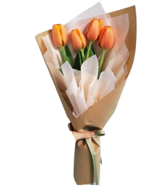 Bouquet de 4 Tulipanes Naranjas