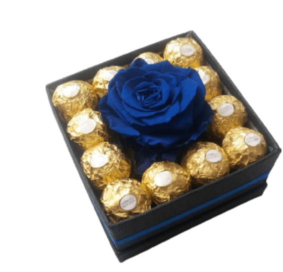 Box de Rosa Azul y 12 Bombones