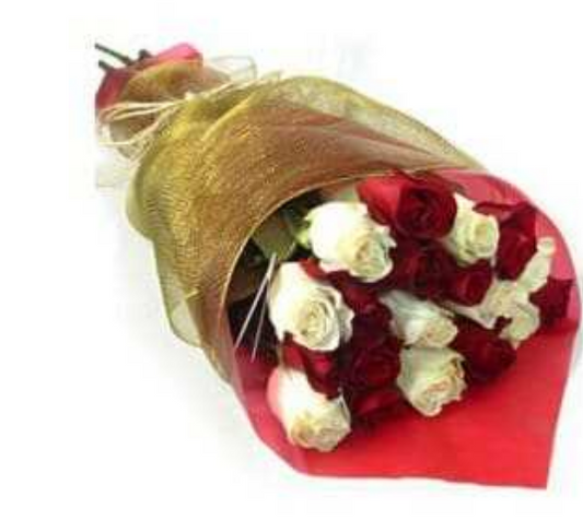 Ramo de 25 Rosas Blanco Rojo