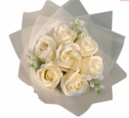 Bouquet 7 Rosas Blancas Eternas de Jabón