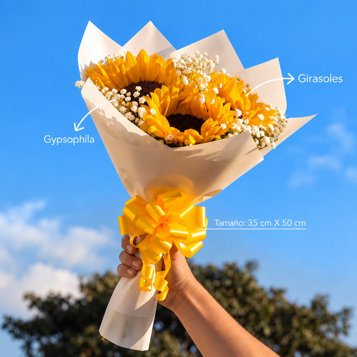 Arreglo de 3 girasoles