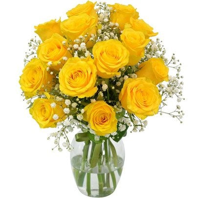 FLORERO DE 10 ROSAS AMARILLAS