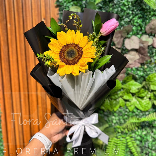 1 tulipán y un girasol