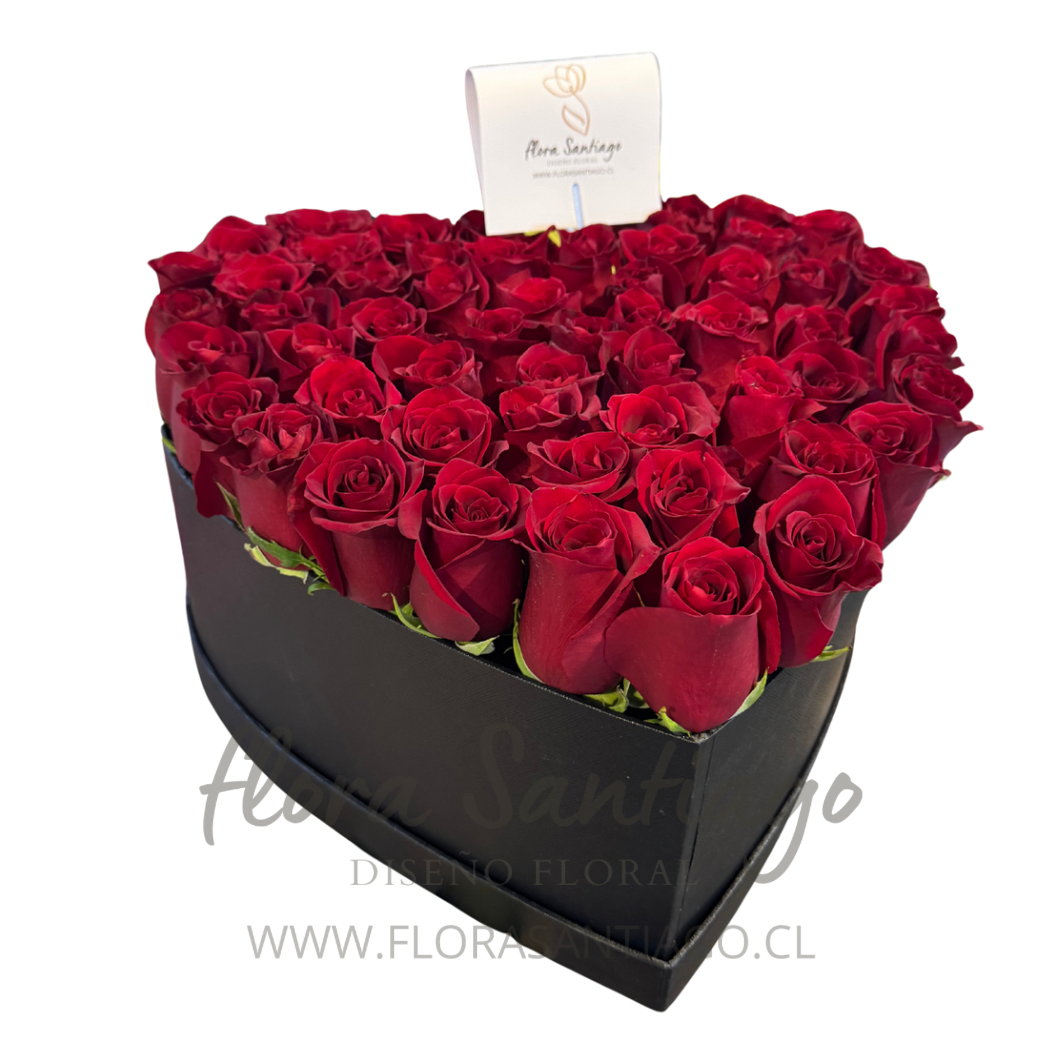 Box Corazón con 25 rosas rojas.