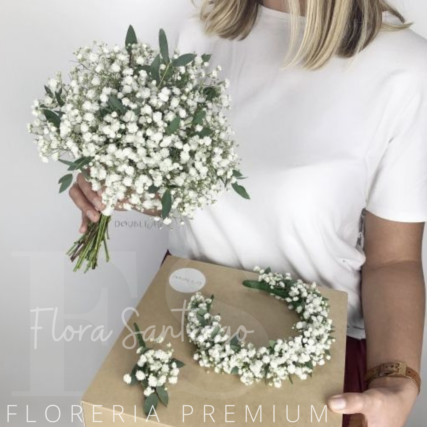 Ramo de Novia, centillo  y Boutonniere con mini Flor ilusión