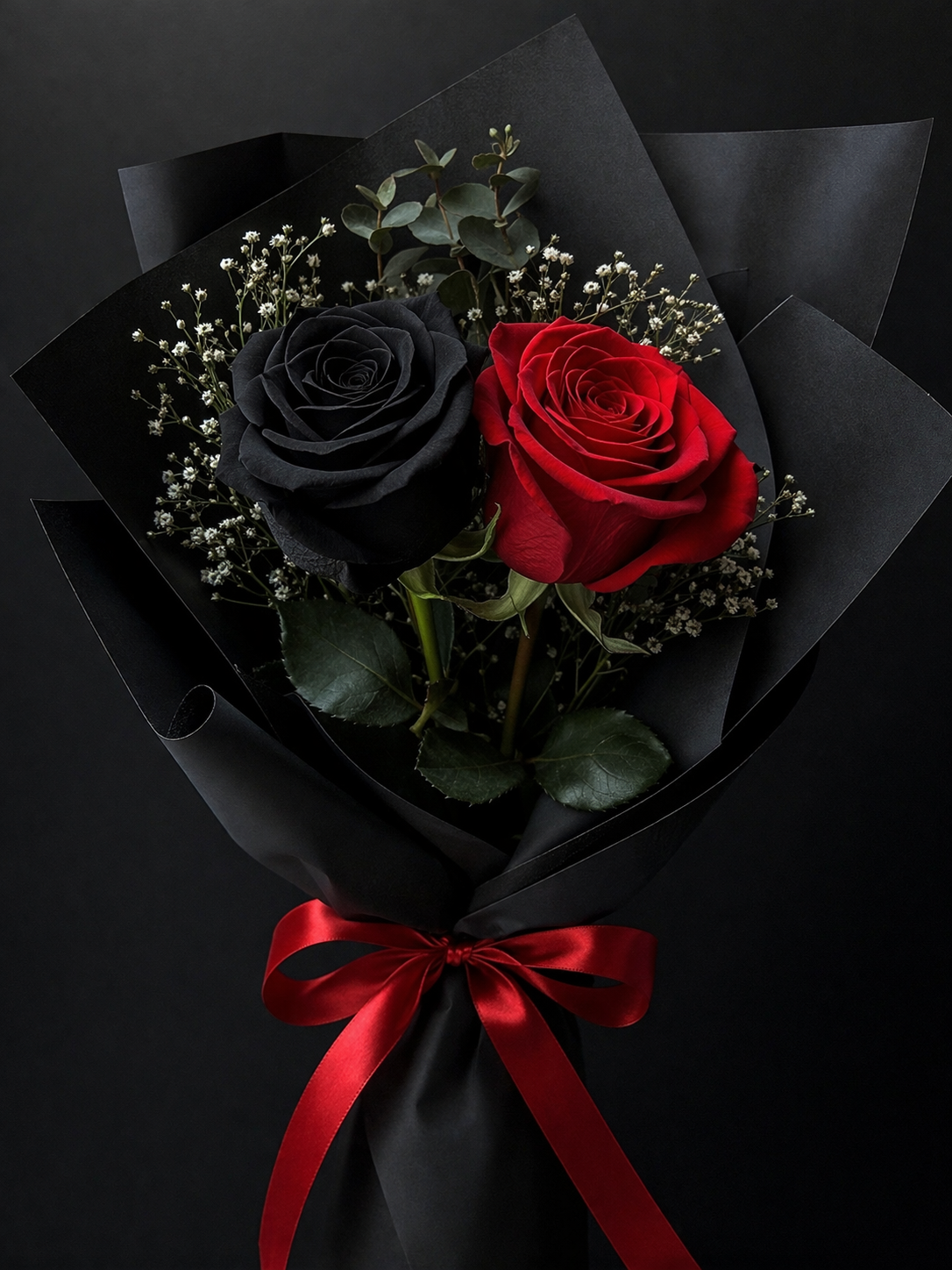 Rosa negra y rosa roja