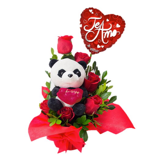 ESPIRAL DE 6 ROSAS OSITO Y GLOBITO