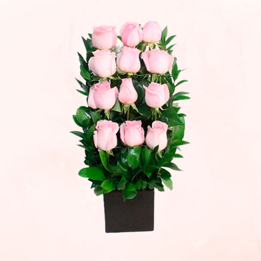 Arrimo de 12 Rosas Rosadas