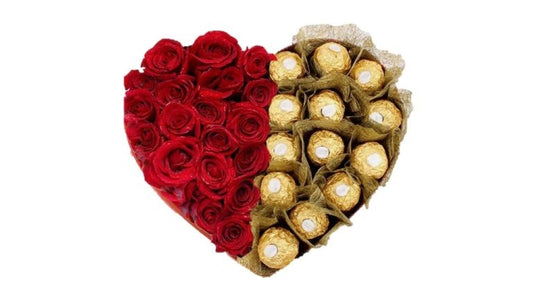 BOX CORAZON DE 13 ROSAS Y 12 FERREROS