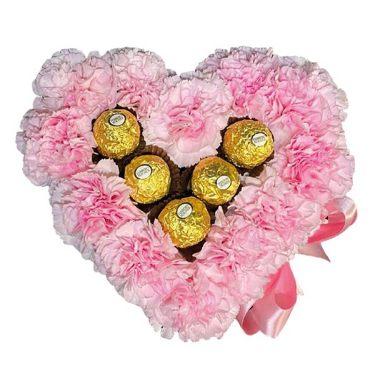 BOX CORAZON DE CLAVELES Y FERREROS