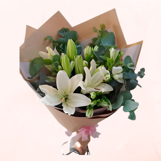 Ramo de 5 Varas de lilium Blanco