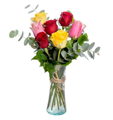 FLORERO MIX DE 7 ROSAS IMPORTADAS