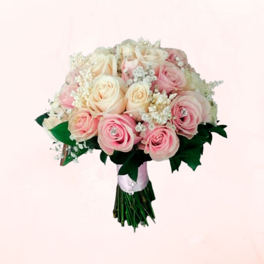 Bouquet de Novia de Rosas Blancas y Rosa