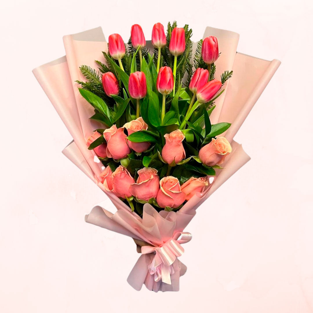 Ramo de 10 Rosas y 10 Tulipanes