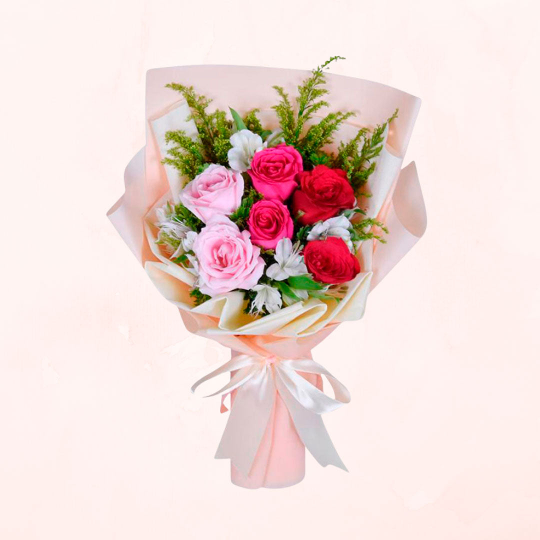 Ramo de 6 Rosas y Astromelias